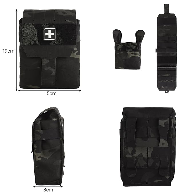 Small Tactical First Aid Pouch Lightweight Medical Kit Bag for MOLLE Straps Compact Organizer for Chest Rigs Battle Belts Hiking Packs
