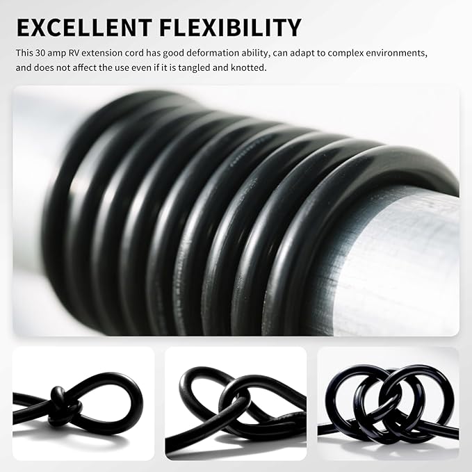 100FT 30 Amp Generator Extension Cord NEMA L14-30P/L14-30R 10 Gauge Twist Lock Cord 4 Prong STW Heavy-Duty Waterproof Generator Cord Black