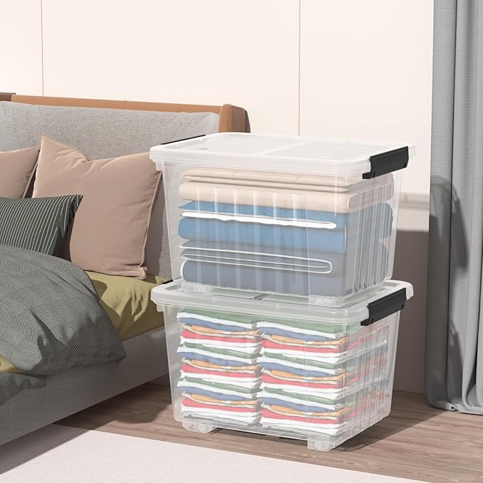 30 Quart Clear Storage Latch Bin with Lids Clear Storage Totes with Lid 4-Pack