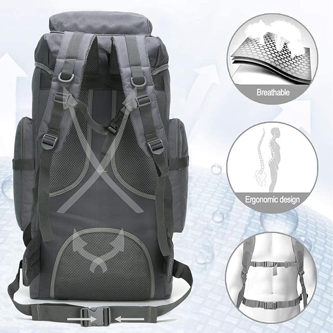 70l Hiking Backpack for Men Waterproof Military Camping Rucksack Travel Daypack