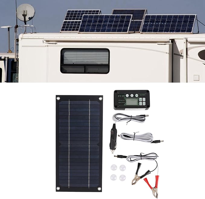 Ejoyous Solar Panel Kit 600W Solar Panel Charger Monocrystalline Silicon 100A Controller Solar Panel Kit with Extension Cable Battery Clip for RV Outdoor Camping