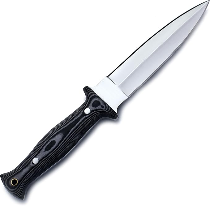 GCS Handmade Hunting Knife Full Tang Black Micarta Handle D2 Steel with Cowhide Right and Left Leather Sheath for Hunting Camping Bushcraft and EDC (GCS-165)