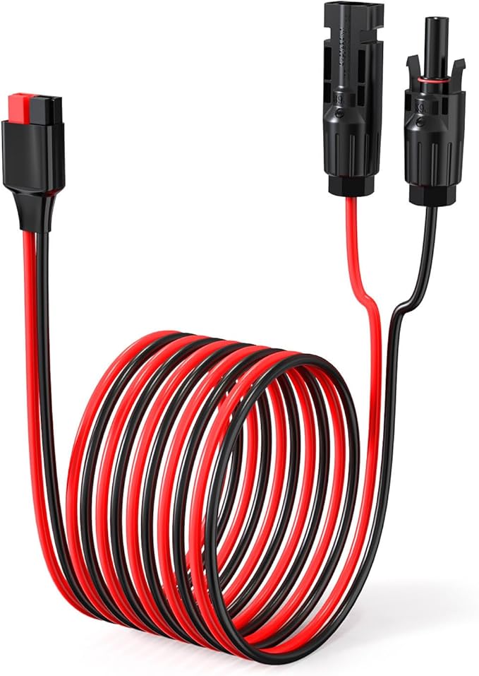 ELFCULB 10AWG 20FT Solar Panel Cable to Anderson Connector 2 6 10 20 35 50FT Solar Extension Cable for Portable Power Station Solar Generator Battery Pack(20FT)