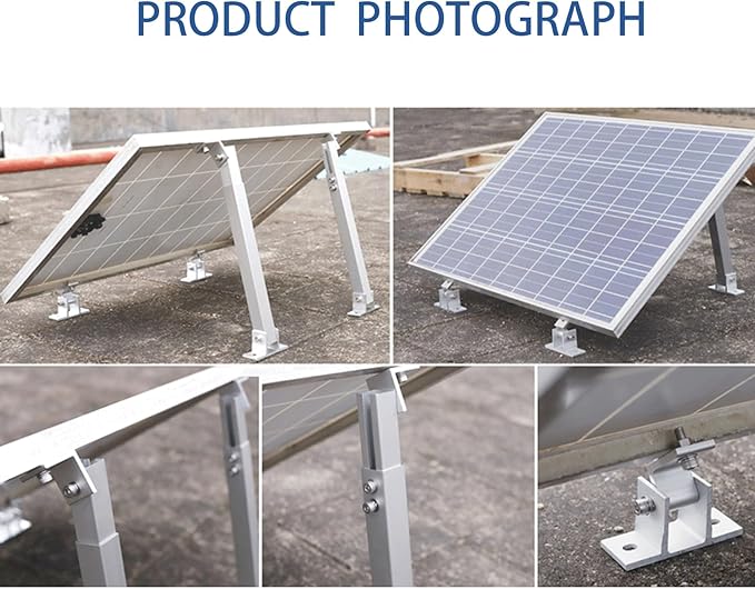 4 Set Solar Panel Mounting Bracket FootAluminum Alloy Solar PV Front Support Solar Panel Bracket Support Feet Suitable for Gird Roof Installation