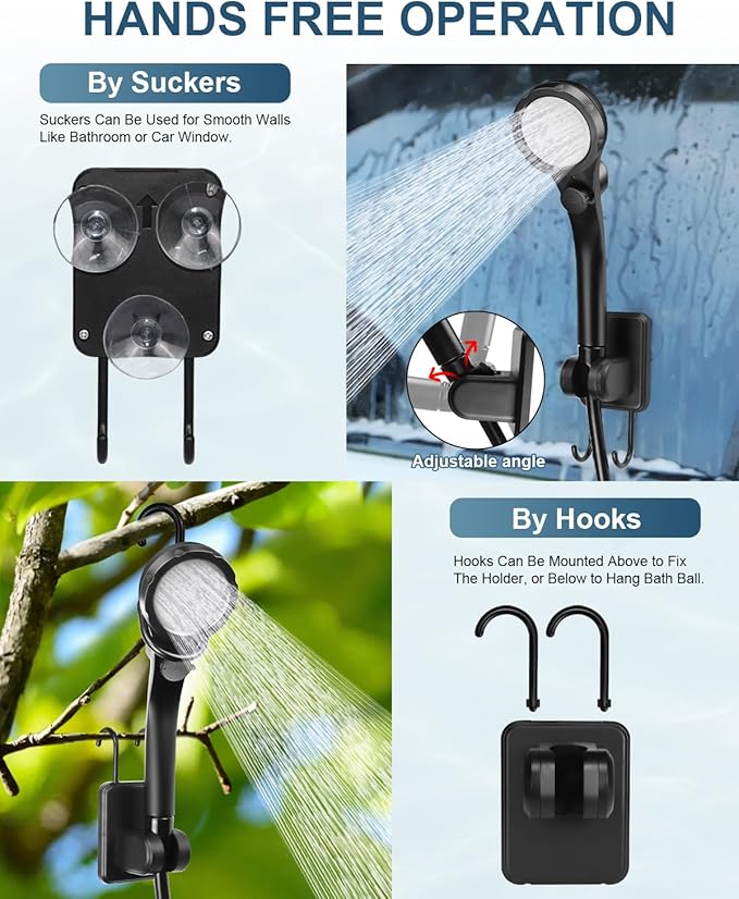 AUTOPkio Portable Camping Shower 6000mAh Rechargeable Camp Shower Pump with USB Cable &amp Electric Outdoor Shower Head Sprayer for Camping Hiking Pet Bathing Washing