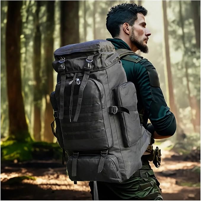 80L/100L Mountaineering Tactical Backpacks Outdoors Hiking climbing Camping Travel Bags(ACU (80L))