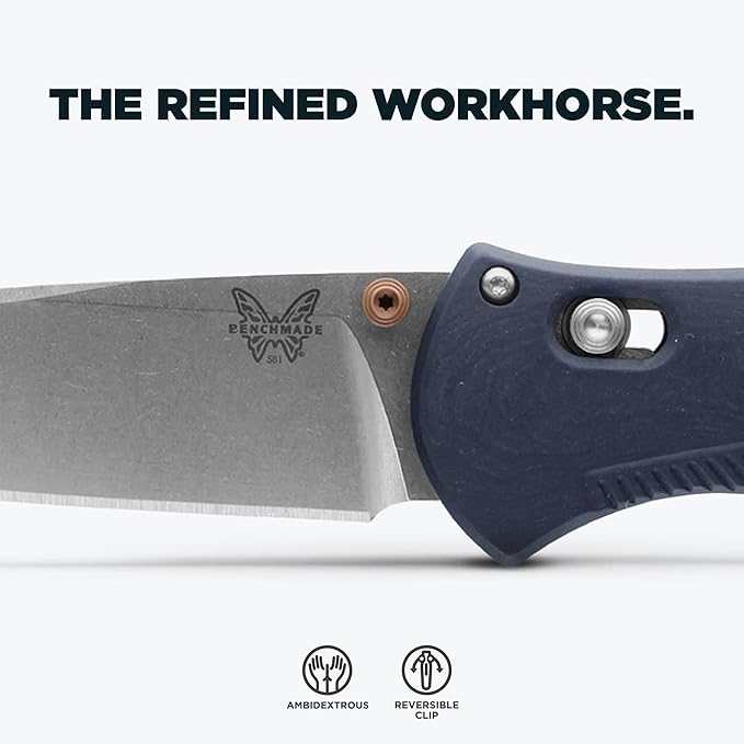 Benchmade - Barrage Tactical Every Day Knife Plain Edge Drop-Point Blade Blue Canyon Richlite Handle (581-03)