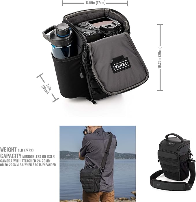 Tenba Axis v2 4L Top Loader Camera Bag for DSLR or Mirrorless Camera with Attached 24-70mm (or 70-200mm 2.8 When Bag is expanded) – Black (637-750)