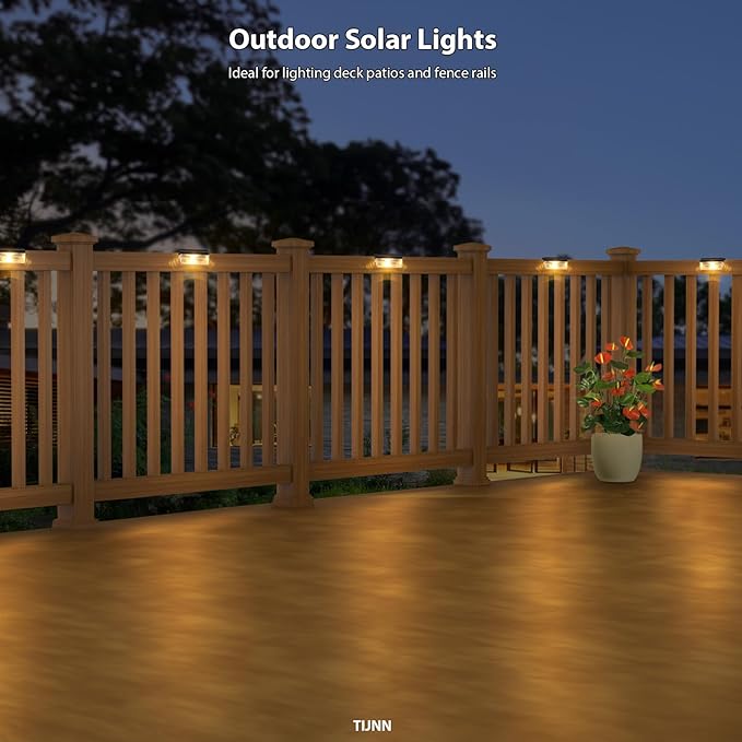 TIJNN Solar Deck Lights Outdoor Lighting Solar Fence Light Waterproof Backyard Essentials Patio Decorfor Outdoor Stairs Step Fence Yard Patio- 6 Pack