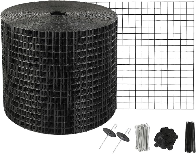 VEVOR 6 inch x 100ft Solar Panel Bird Guard Critter Guard Roll Kit with 60pcs Durable Metal Fasteners Solar Panel Guard with Rust-Proof PVC Coating 1/2 inch Wire Roll Mesh