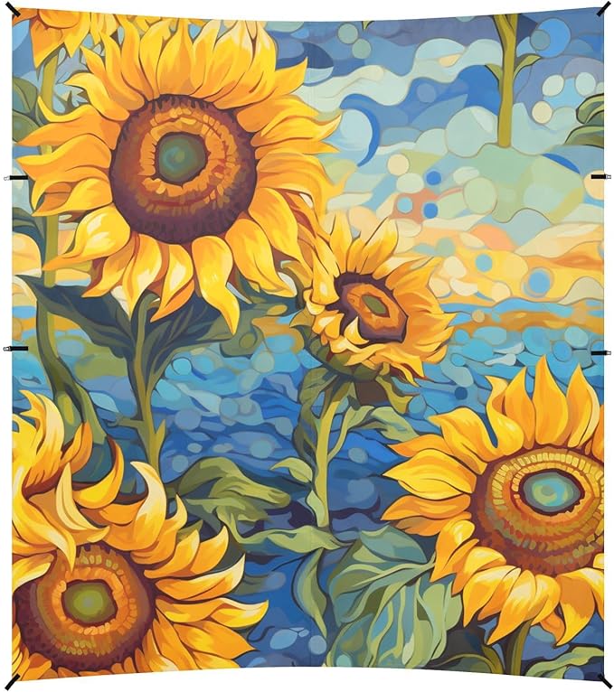 ALAZA Large Sunflower in The Sunflower Field Beach Tent Sun Shelter Portable Canopy Sunshade for Outdoor Camping Picnics Backyard Fun 10x9 ft