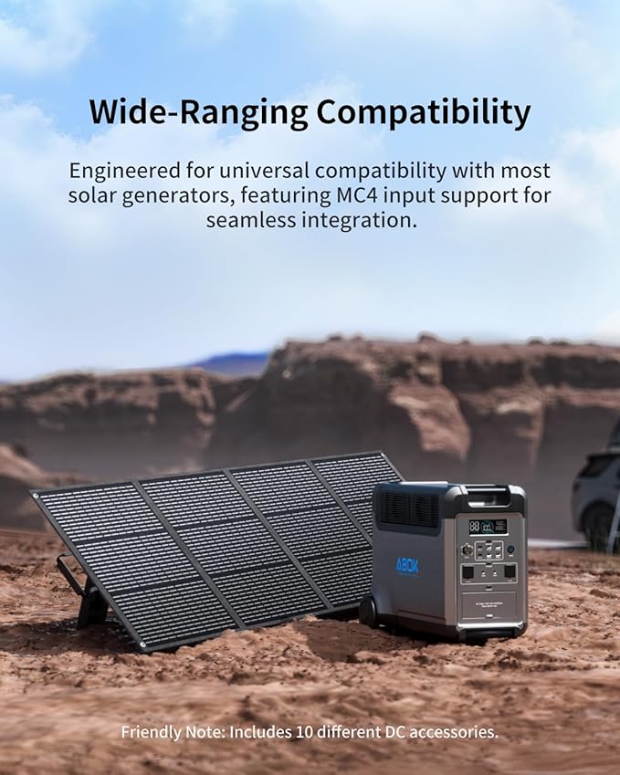 200W Portable Solar Panel with Kickstand Foldable &amp Durable 23.5% High Efficiency Waterproof IP68 for Power Station Off Grid Outdoor Adventures Camping RV Road Trip Home (200W Solar Pannel)