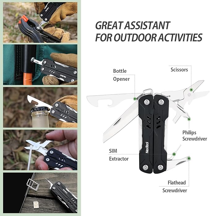 NexTool Mini Sailor S11 Keychain Multitool 11-in-1 Compact EDC Pliers with Pocket Knife Scissors &amp Screwdrivers Lightweight Small Multitool for DIY Travel Camping and Gift Cool Gadget for M