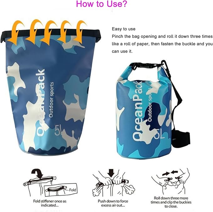 Waterproof Dry Bag With Phone CaseFloating Backpack Camping Waterproof Bag Rafting Beach Bag Dry Bags For Kayaking Boating (Grey 20L)