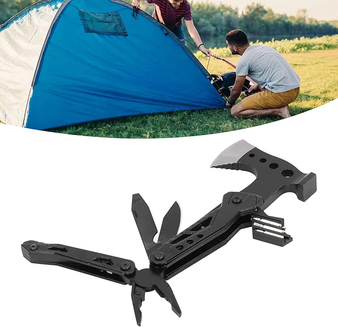 Foldable Multifunctional Axe Multitool Stainless Steel Portable Pocket Size with Hammer Pliers Knife for Camping Hiking Outdoor