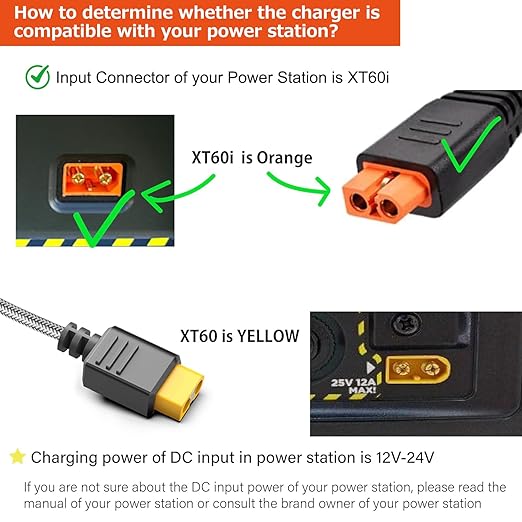 TAIFU 12V/24V XT60i Car Charger Cable for Anker SOLIX Series C300C1000EF ECOFLOW River Delta 3 2 Pro Max PlusBluetti AC2A AC70 AC50B EB55 Portable Power StationDJI Power 1000 500 Solar Generator