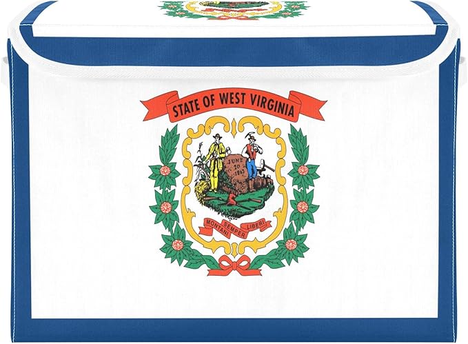 West Virginia State Flag Wv Storage Box with Lid Stackable Organizer Bins Large Storage Bins for Home Studyroom Home
