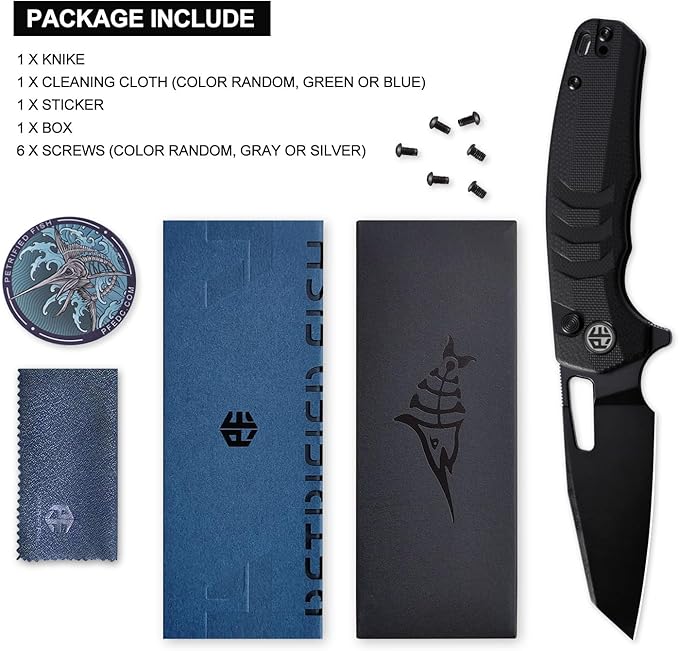 Petrified fish PFE17 Trilobite Folding Knife3.03 14C28N Steel Black Stonewashed Blade G10 Handle Camping Folding knife for EDC Outdoor (Black Black Stonewashed)
