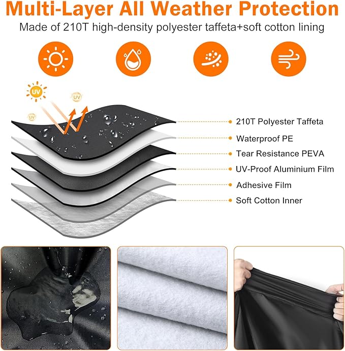 Waterproof 10 FT Hammock Cover 210T Sun Rain UV Dust Snow Protection Outdoor Hammock Covers with Windproof Straps &amp Soft Cotton Lining for 10ft Stand