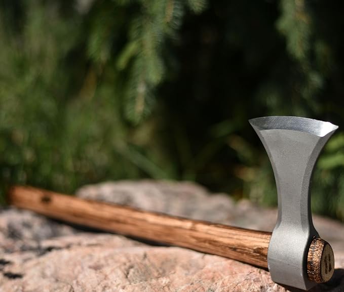 BLADED Throwing Hatchet w/Sheath - Made in USA Axe w/Forged 4140 Steel Head &amp 100% American Hickory Wood Handle - Small Competition &amp Survival Tomahawk - Kindling Camping &amp Chopping Metal