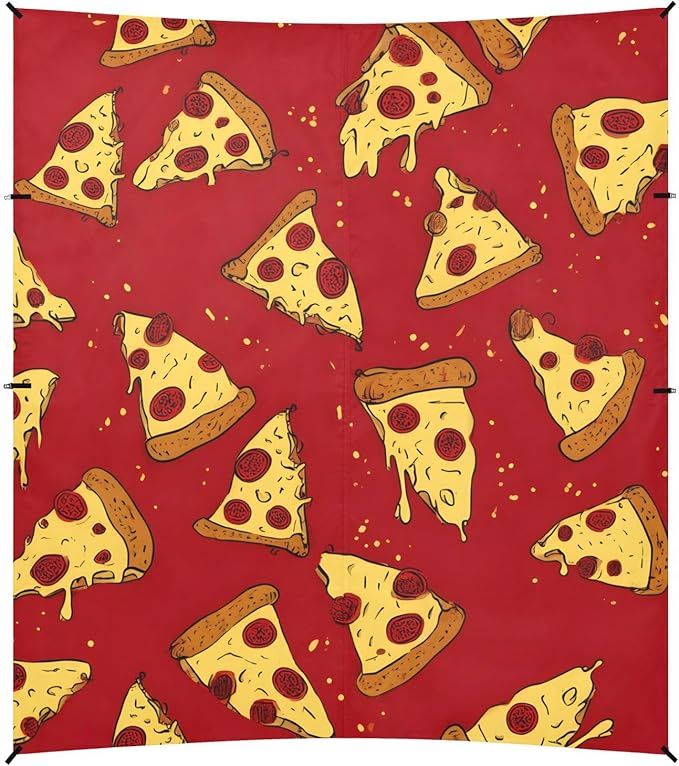 ALAZA Red Pizza Pattern Beach Tent Sun Shelter Portable Canopy Sunshade for Outdoor Camping Picnics Backyard Fun 10x9 ft