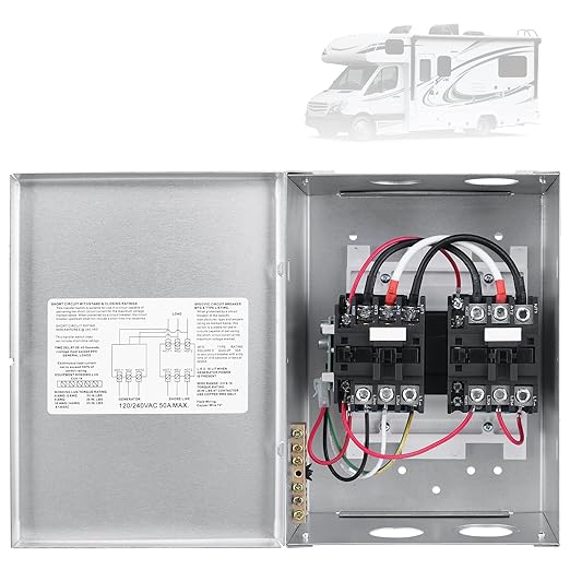RV Transfer Switch 50 Amp Automatic Transfer Switch for RV Speedboats Home Standby 120/240 Volt PD52 Power