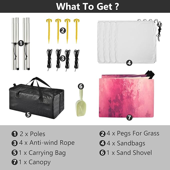Pink Watercolor Forest Beach Tent Sun Shelter Set UPF50+ UV Protection 10.5 x 9.19 FT Camping Shade Canopy with Sandbags Sand Anchors Carrying Bag and Others