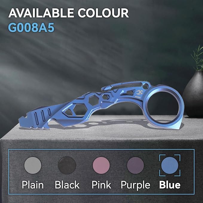 KANSEPT PryMate Blue Anodized Titanium Pry Bar Multitool with Glass Breaker Bottle Opener Hex Bit Pocket Cilp for Your Versatile Companion for Everyday Carry and Camping Accessories G008A5