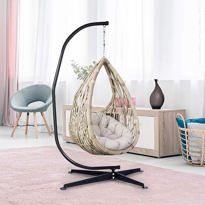 RELAX4LIFE Hammock Stand Heavy Duty Portable &amp Detachable C Stand for Hanging Hammock Air Porch Swing Chair Outdoor &amp Indoor Usage