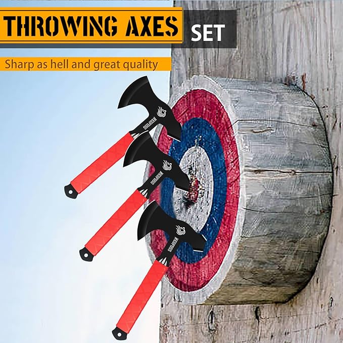 NedFoss Bear Throwing Axe Set with TPR Handle 11.7“ Full Tang Throwing Axes for Axe Throw Throw Game for Recreation and Competition
