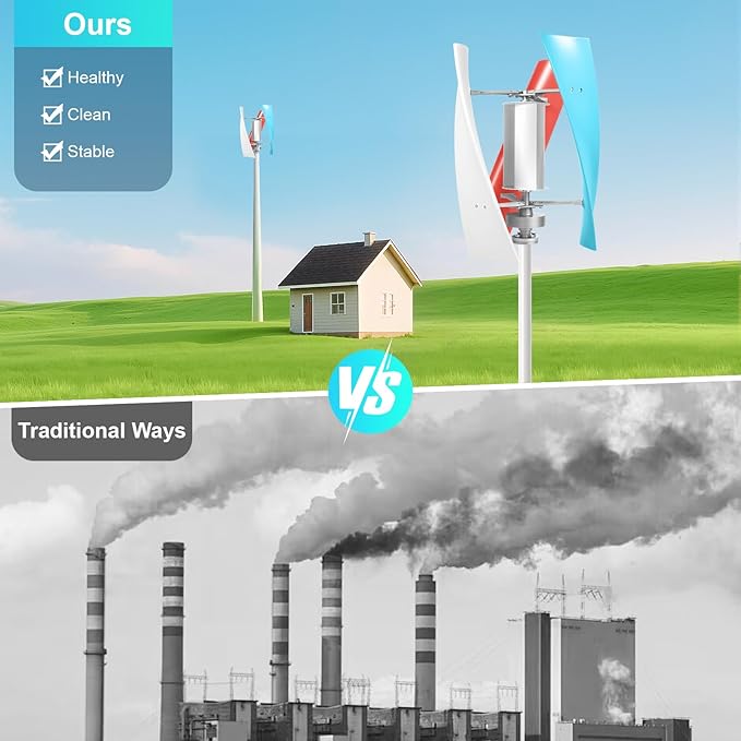 12V Wind Turbine 400W Wind Power Generator Kit with Electromagnetism Controller 3 Vertical Fiberglass Blades Wind Turbine Generator 3-Phase Ac Permanent Magnet Generator for Mobile House Boat
