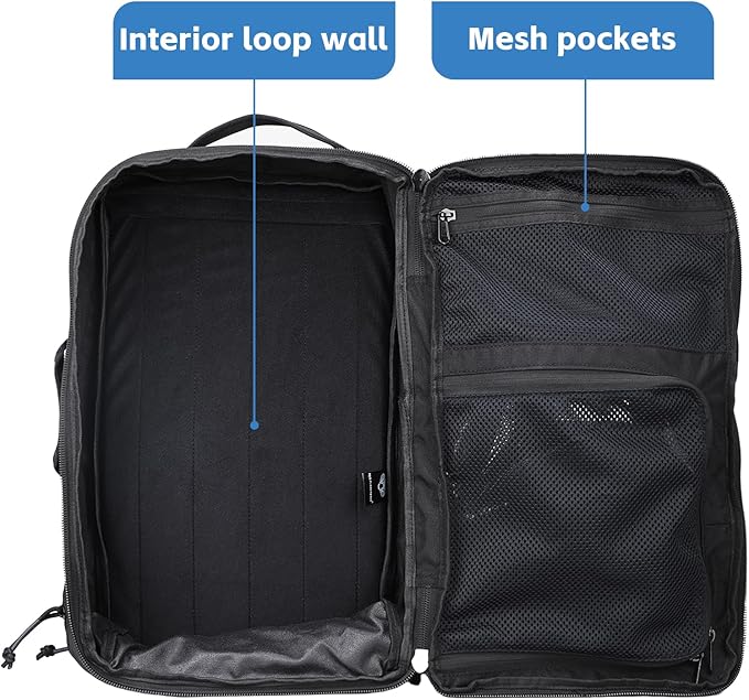 MGFLASHFORCE Tactical Travel Backpack for Men Molle Work Daypack Carry On Bag 15.6 Laptop Compartment Expandable 24L to 35L (Black)