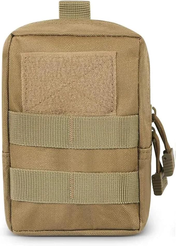 Tactical Molle Pouch Waist Fanny Pack Mobile Phone Pouch Multi-Purpose Utility Tool Pouch Carabiner Hunting Accessories(Tan)