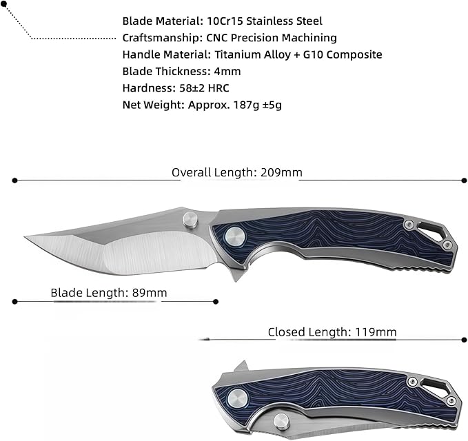 Multi Tool Pocket Knife Hunting Knives &amp Tools Equipment for Emergencies Hiking and Outdoor Camping HRC 58-60 Outdoor Knife for Self Defense Small Pocket Knife for Men