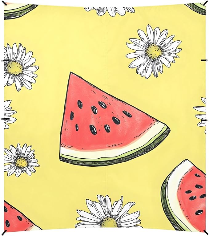 ALAZA Watermelon White Chrysanthemum Pattern Beach Tent Sun Shelter Portable Canopy Sunshade for Outdoor Camping Picnics Backyard Fun 10x9 ft