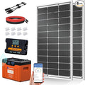 ECO-WORTHY 1.28KWH 200W RV Solar Panel Kit 12v 100ah lifepo4 Battery with Status Display 2PCS 100W Bifacial Solar Panels30A Controller with USB for Garden Home DC-Powered Appliances
