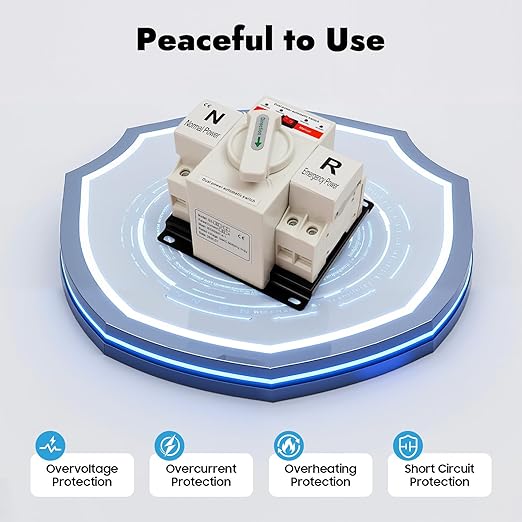 63A 110V Dual Power Automatic Transfer Switch Manual Transfer Switch 50/60Hz Din Rail Mounted Mini ATS 2/3/4P 63/32A for Hone Generator and Backup Power RV (2P 63A White)