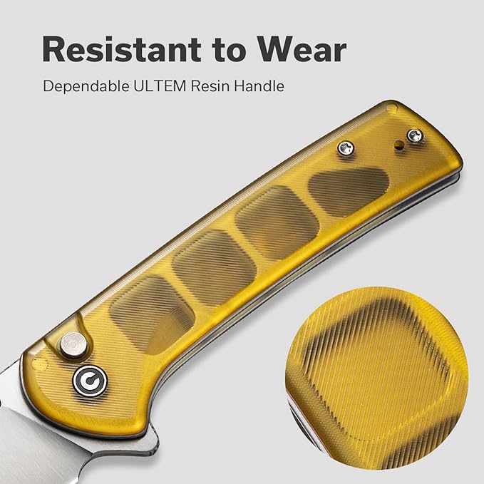 CIVIVI Pocket Folding Knife with Flipper Opener for EDC 3.48 Nitro-V Blade Ultem Handle Conspirator Knife for Outdoor C21006-5