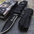 MTECH USA Pocket Folding Knife Licensed by USMC Pocket Clip Tactical Survival Rescue EDC (1000 Black)