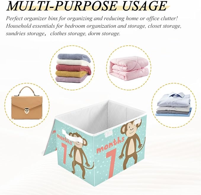 7_months Storage Bin with Lid Collapsible Clothes Organizer Organizers and Storage for Office Supplies Office Basket