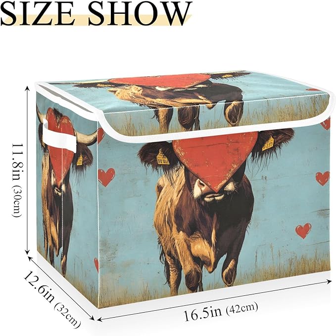 AIXIWAWA Lidded Storage Cube (Cattle Heart) Fabric Foldable Closet Bins with Flip Lid and Handles Organizer Basket Container 16.5 x 12.6 x 11.8 IN