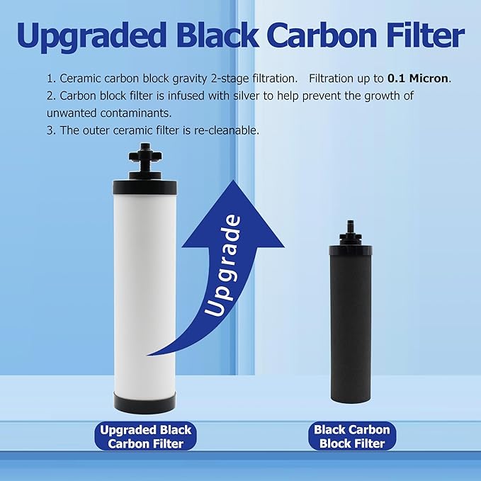 【Upgraded】Renami Ceramic Filter Silver Infused Replacement for BB9-2® Black Activated Carbon Filters Compatible with Berkey® Travel Large Royal Crown Series Repeatable Cleaning Filters Pack of 4