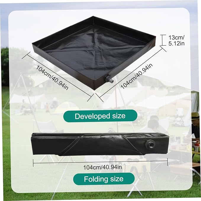 Camping Shower Mat 41x41'' Collapsible Shower Base with Wrapped Edges Rapid Drainage Waterproof Pan with Heavy Duty Bottom for Outdoor Camping