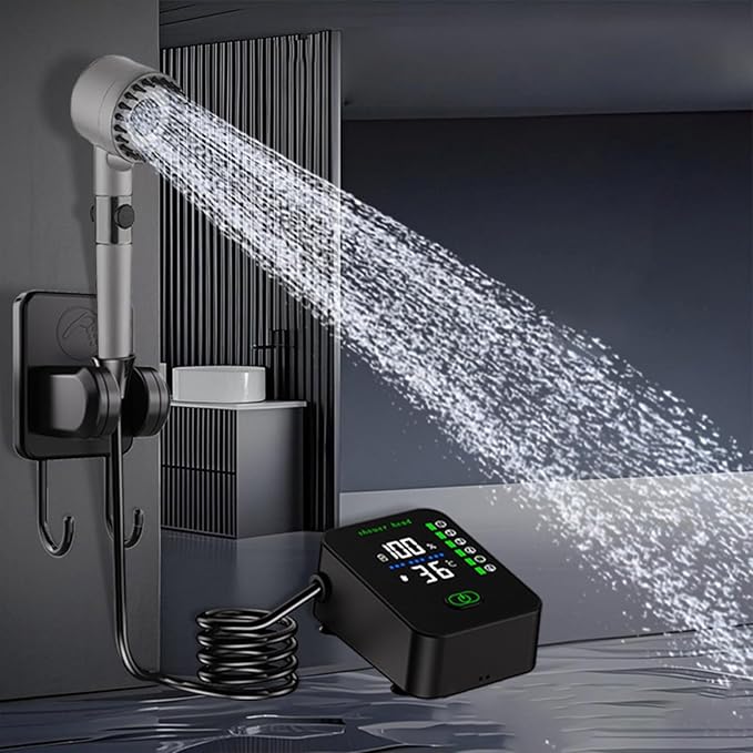 Keenso Outdoor Shower Kit Portable Camping Shower 8000mAh Rechargeable Outdoor Pump With LED Display Dual Modes Adjustable Water Flow for Tent