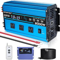2000W Pure sine Wave Inverter 4000W (Peak) DC 12V to AC 110V/120V Converter with LCD Display Wireless/Wired Remote Control 3AC Outlets and 4USB for Camping RV Travel Off-Grid Solar Systems