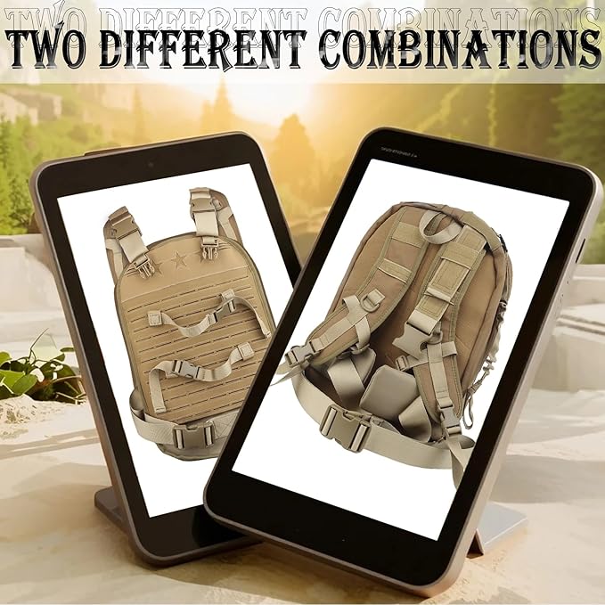 Tactical Backpack and Vest Dual-Use Integrated Large-Capacity Molle Webbing Backpack Outdoor Travel Backpack(Black)