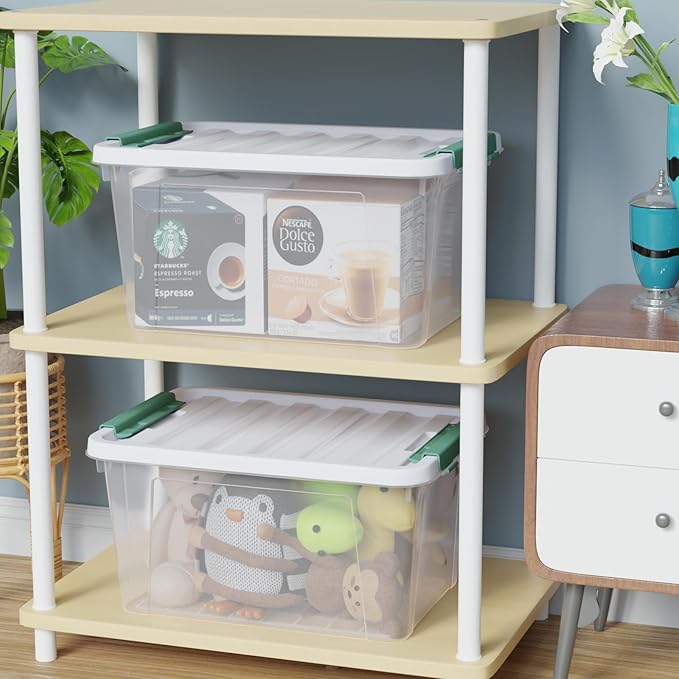 6-Pack 20 Quart Plastic Storage Box with Latch Lid Clear Stackable Storage Container Bins