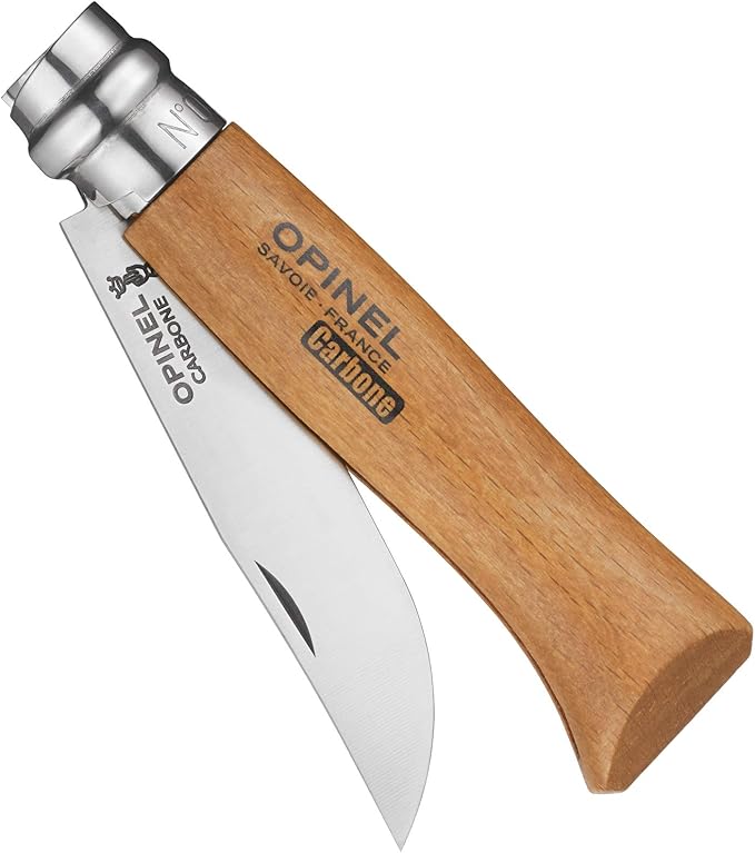 Opinel Carbon No. 8 Folding Pocket Knife with Sheath Wooden Slide Gift Box