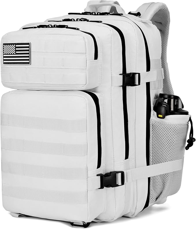 LUPU TACTICAL 45L Backpack for Men and Women 3 Days Assault Pack Outdoor Travel Hiking Camping Rucksack with Molle Webbing (White)