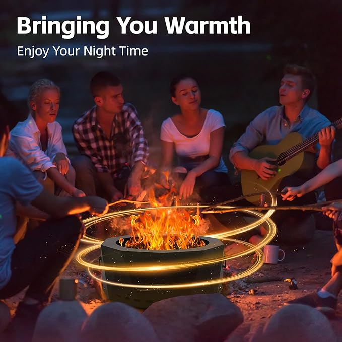 Smokeless Fire Pit Outdoor- 20 Inch Low Smoke Metal Fire Pits &amp Fireplaces for Outside with Carry Bag Smokeless Wood Stove for Camping Patio Backyard Garden Picnic-L
